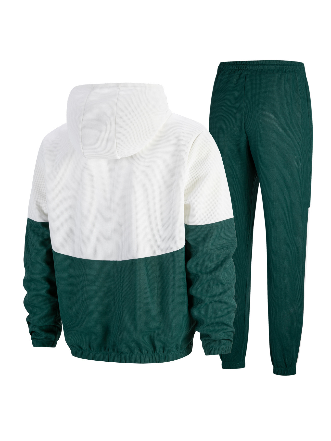 Herren-Trainingsjacke mit Kapuze, Reißverschluss, zwei Taschen, Patchwork-Design, Farbblock-Design, normale Passform, Kurzarm, elegant, aus Polyester_voghion.com