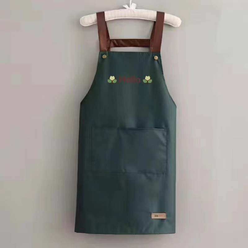 エプロン家庭用キッチン防水防油作業服ロゴ印字女性夏薄手飲食汚れ防止ウエスト|undefined