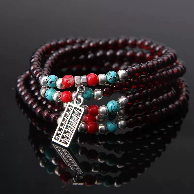 Ethnic crystal bracelet pomegranate, ethnic style, 6mm, Birthday gift