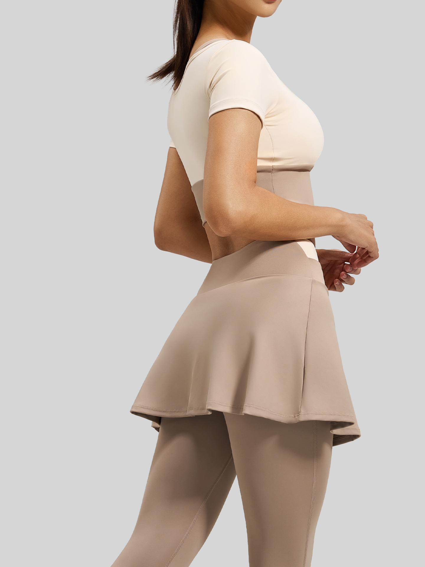 Traje de Yoga Juyitang de Dos Piezas con Efecto Desnudo, Alta Elasticidad, Bloques de Color, Transpirable, para Deportes, Yoga y Fitness para Mujer