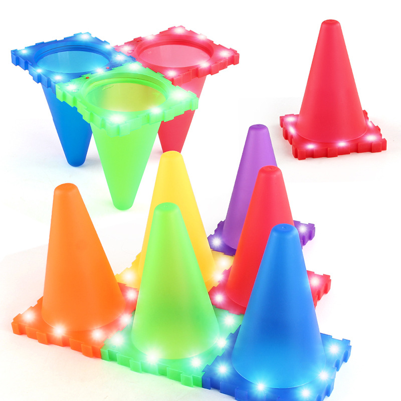 Juguete de lanzamiento casual para niños, anillo de anillo, anillo de tubo de helado luminoso de plástico, juego de sacos de arena de entrenamiento de integración sensorial al aire libre