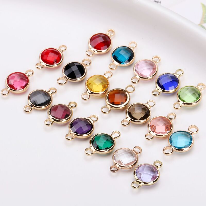 Internet Celebrous DIY Jewelry Earrings Bracelet Accessories Fashion Copper Edge Crystal Round Single and Double Pendant Bracelet Material Pendant
