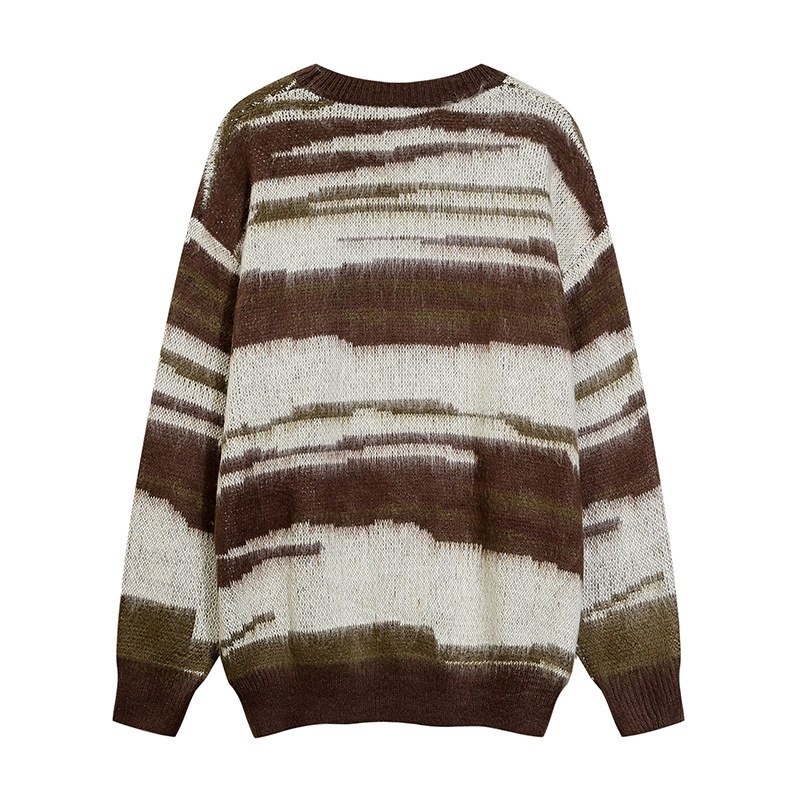 Herrenbekleidung Trendy Brand Design Sense Farblich passende Seamus Hair Loose Rundhalspullover Lazy Style Strickpullover_voghion.com