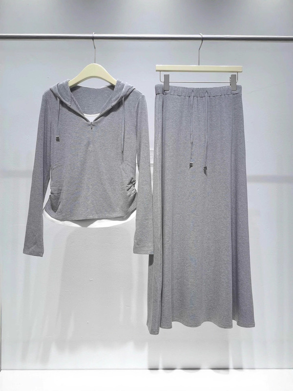 诗**黎2025秋季新款休闲慵懒风假两件连帽抽绳卫衣女3G8200971|undefined