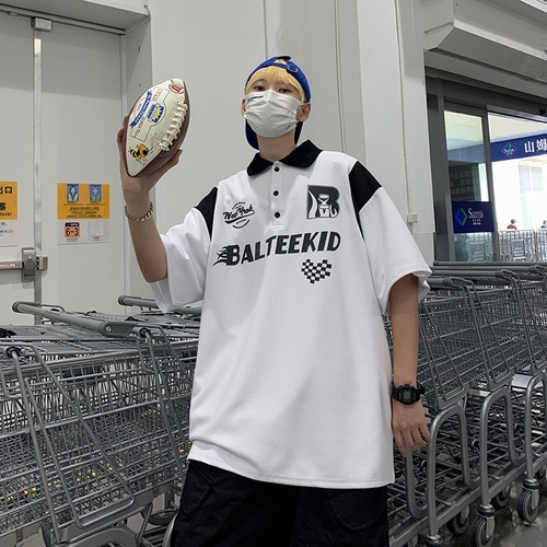 Crew neck short-sleeve polo shirt for men, trendy brand summer T-shirt, Korean style slim fit, versatile and fashionable top