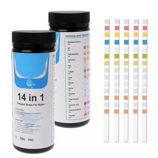 Multifunctional 14-in-1 swimming pool test paper 50 pieces residual chlorine pH value alkalinity drinking water Hot Spring Pond