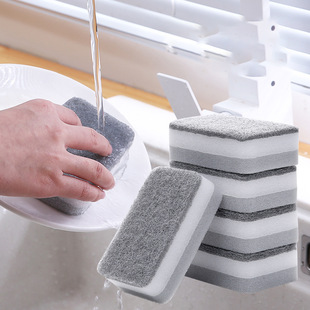 Household brush pot dishwashing cotton kitchen dishwashing artifact wholesale double-sided cleaning scouring pad magic wipe sponge wipe