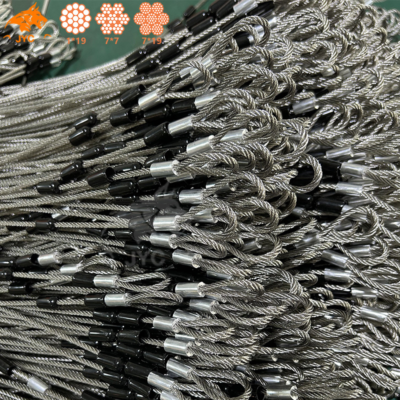 工厂不锈钢钢丝绳1米卡扣锁压铝套包胶钢丝挂绳防掉 灯具吊绳批发