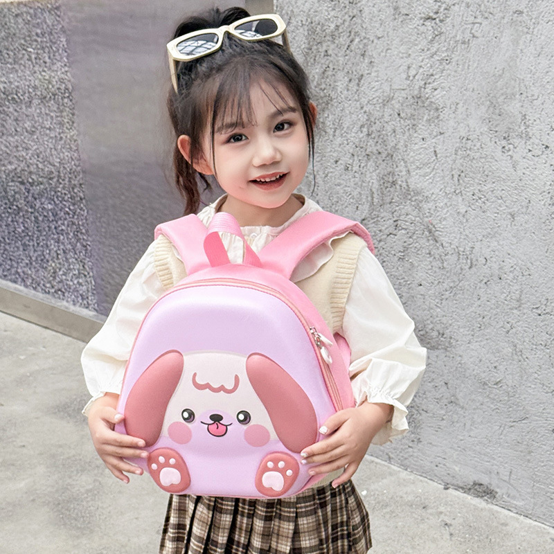 Jardín de infantes bebé mochila pequeña caricatura lindo perrito, mochila de cáscara de huevo para niños y niñas nueva mochila con luz para niños