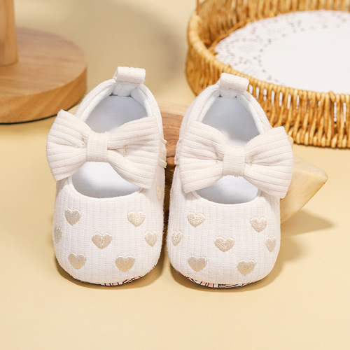 0-1岁婴儿鞋子学步鞋 针织布蝴蝶结软底防滑室内鞋