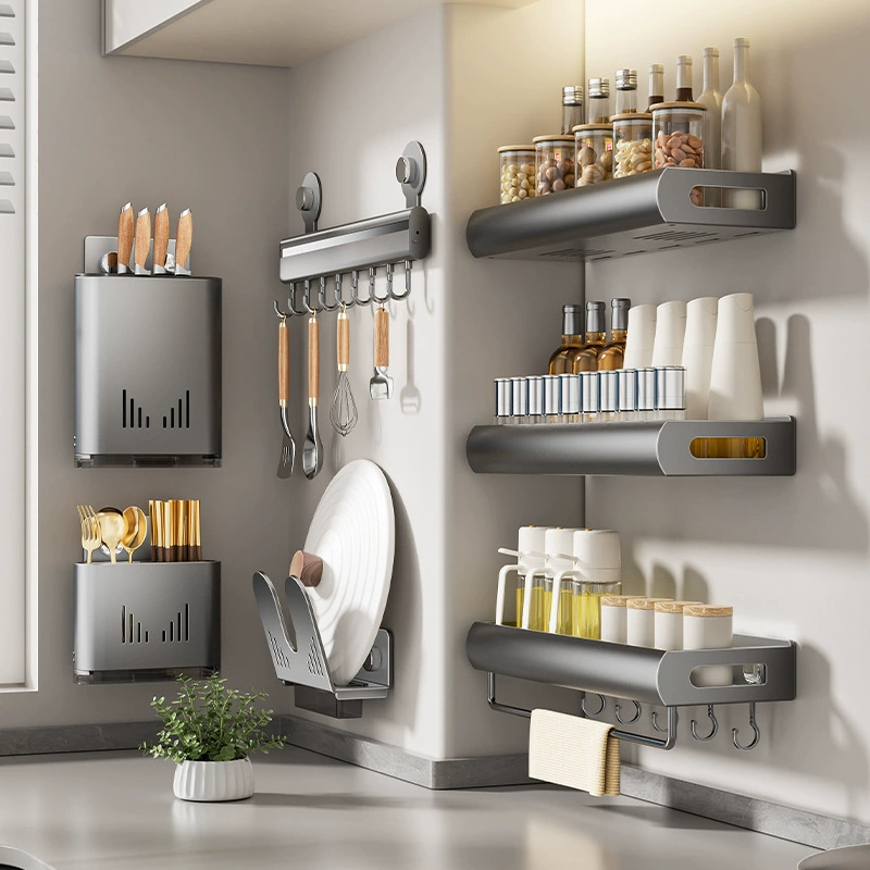 Spice Rack Wall-mounted Shelf Rack No-drill Kitchen from Yomiego