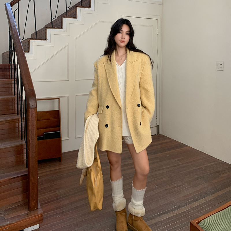 2025 New Autumn and Winter New Italian Craftsmanship High-End Relaxed Yak Velvet Double-Sided Woolen Mid-Length Coat