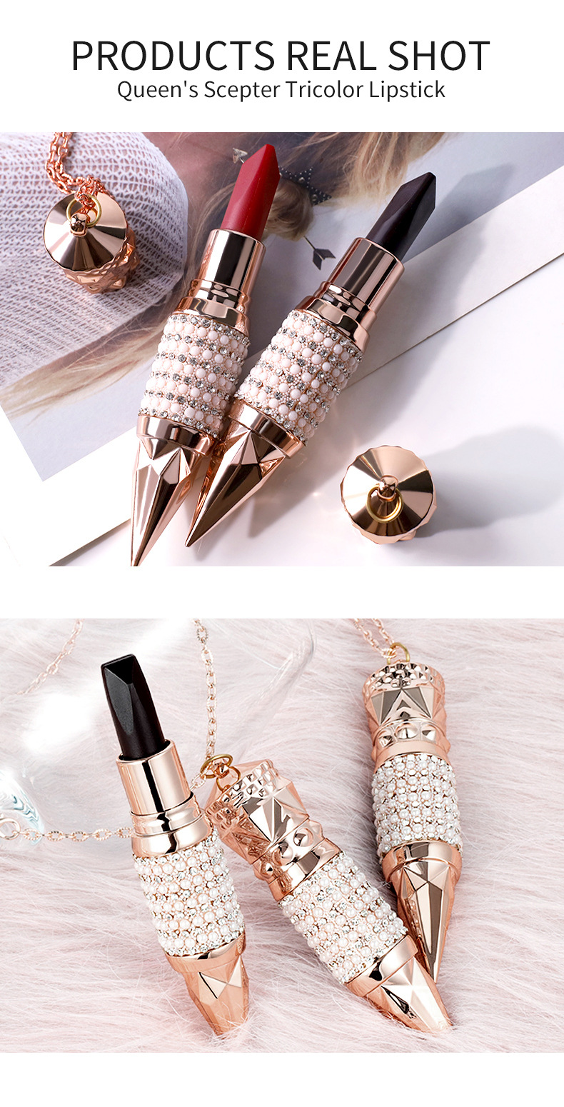 VIBELY Scepter three-color matte non-stick rim, carrot cubes color-changing lipstick, one three-color lipstick beauty makeup undefined