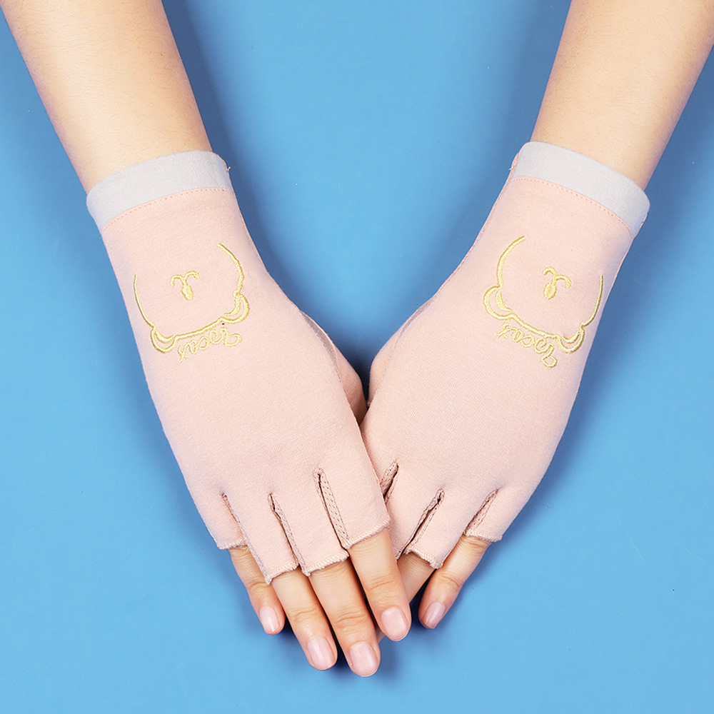 Guantes de protección solar con los dedos descubiertos, mujeres delgadas, conducción de verano, ciclismo, antideslizante, antiultravioleta, recolección de té, manicura, guantes de medio dedo