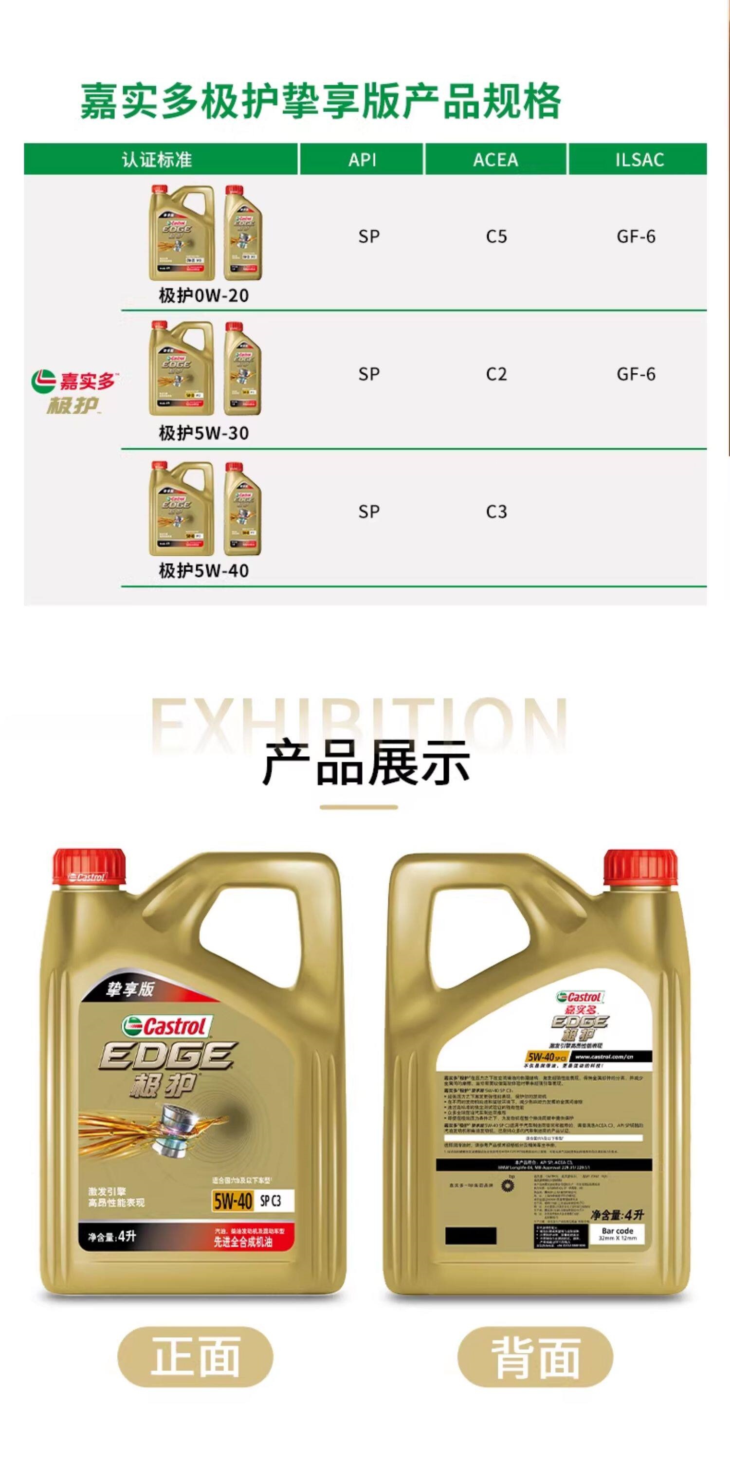 Castrol Fully Synthetic Extreme Protection 5W40Sp4L Premium Car Maintenance Engine Oil Official Flagship Store