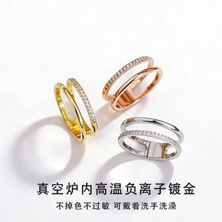 钛钢轻奢小众防掉色极简圆形女款气质双层镂空配饰网红极简潮配饰