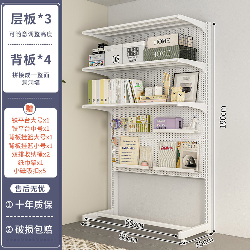 穴の板の物置棚の床の棚の机の上で縦型は壁に寄りかかって展示棚の学生の家庭のデスクトップの本棚を収納します。
