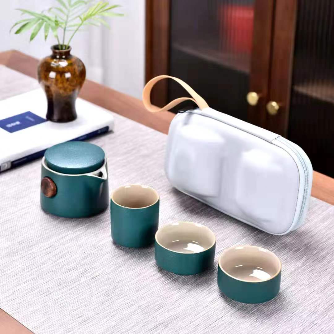 Pottery outdoors travel tea set suit Portable ceramics Gift Company customized Dehua Kungfu Online a complete set Manufactor originality