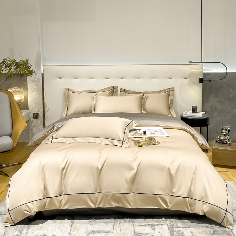 軽奢200番手母子向けシンプル二重100%純綿4点セット 綿100%シーツ・ボックスシーツ・掛け布団カバー・シンプル掛け布団カバー4