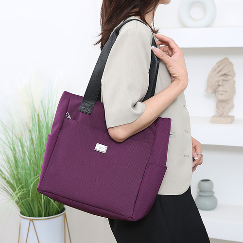 2024 New Mother Bag Women's Nylon Single Shoulder Bag Fashion Large Capacity Handbag Oxford Cloth Tote Bag Wholesale