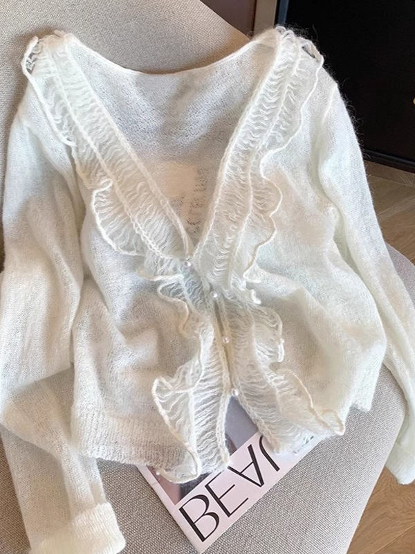 现货法式温柔风马海毛针织开衫女秋减龄气质软糯显瘦毛衣外套|undefined