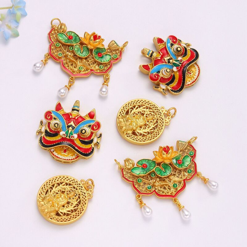 Ancient Method Jewelry Color-Preserving Enamel Oil-Drip Lion Pendant Burnt Blue Second Generation Pendant DIY Woven Necklace Accessories Ancient Method Jewelry Color-Preserving Enamel Oil-Drip Lion Pendant Burnt Blue Second Generation Pendant DIY Woven Necklace Accessories