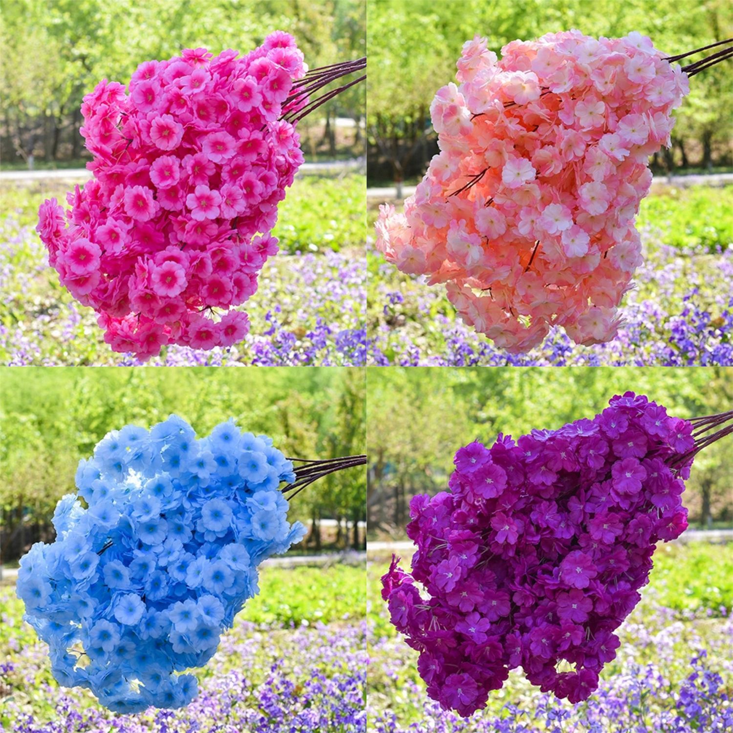 Artificial Cherry Blossom Branches, Wedding Plum Blossom Trees, Pear Blossoms, Peach Blossoms, Dried Flower Decorations, Plastic Silk Flower Vines, Artificial Fake Flower Vines