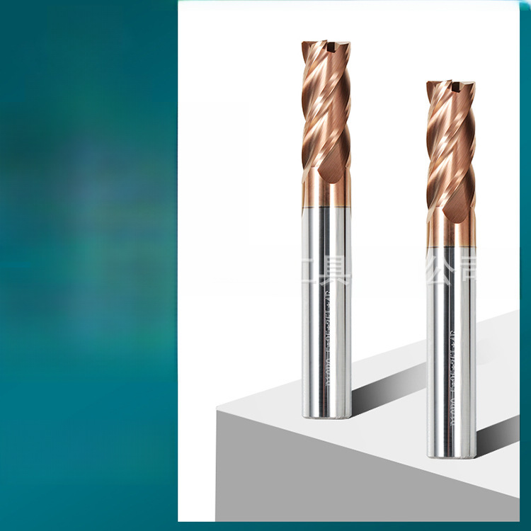 4 -blade 55 -degree hard alloy tungsten steel round nasal mill HRC55 lengthened four straight handle coating CNC cow nasal standing cutter