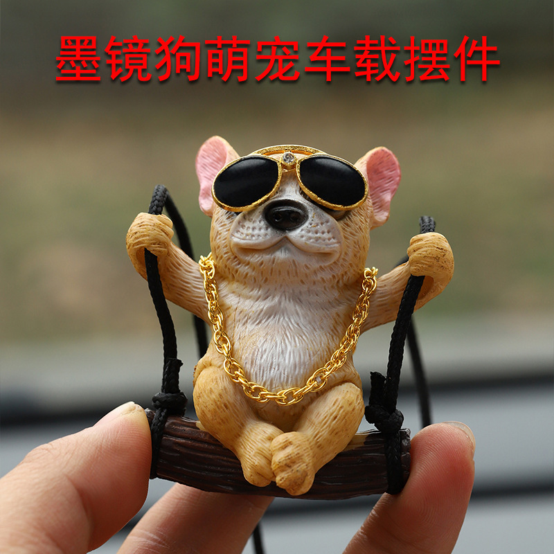 New Cute Pet Swing Pug Car Pendant Cross-Border Car Interior Decoration Internet Celebrity Rearview Mirror Car Hanging Ornament Wholesale