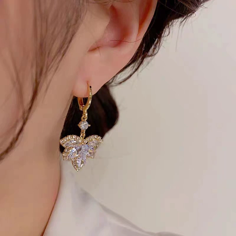 Милые серьги, утонченная серебряная игла, With diamonds, высокий качество стиля, образец серебро 925, стиль лёгкой роскоши