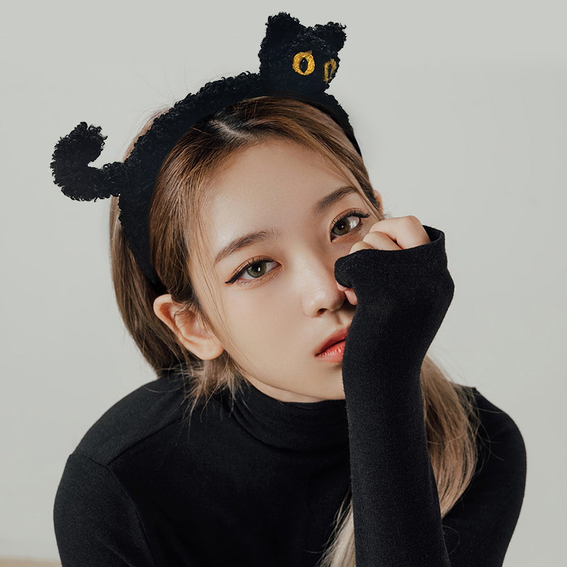 Diadema de peluche lindo gatito mujer Otoño e Invierno antideslizante pelo no herido moda dibujos animados oso muñeca diadema horquilla tocado