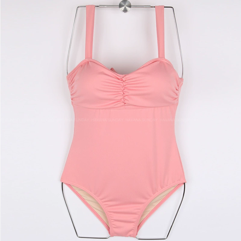 Triangular one-piece swimsuit for women with simple belly coverage, small bust, 2024 new style