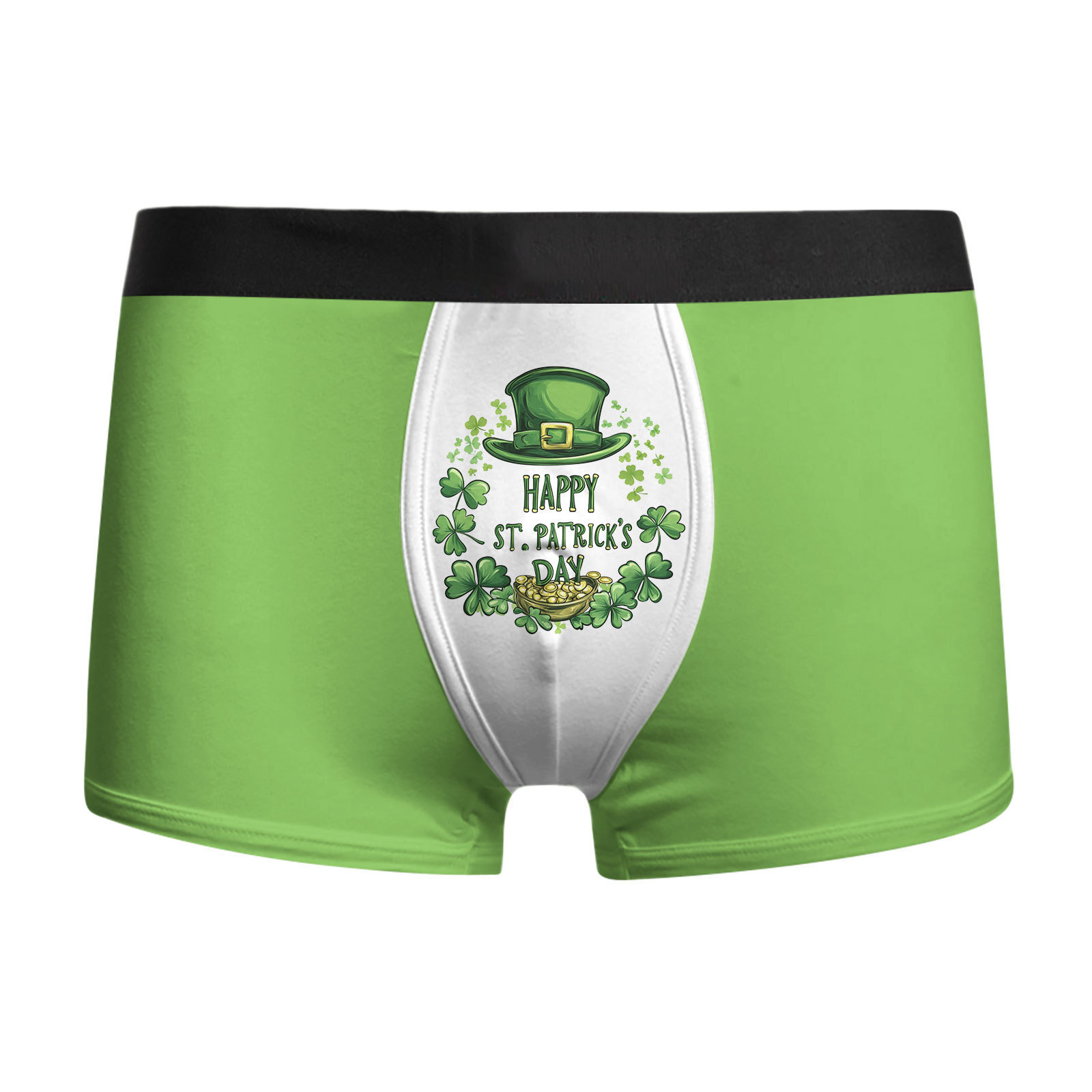 Ropa interior para hombres, ropa interior para hombres, calzoncillos bóxer transpirables baratos, pantalones cortos bóxer con estampado de trébol de cuatro hojas de vacaciones MP01