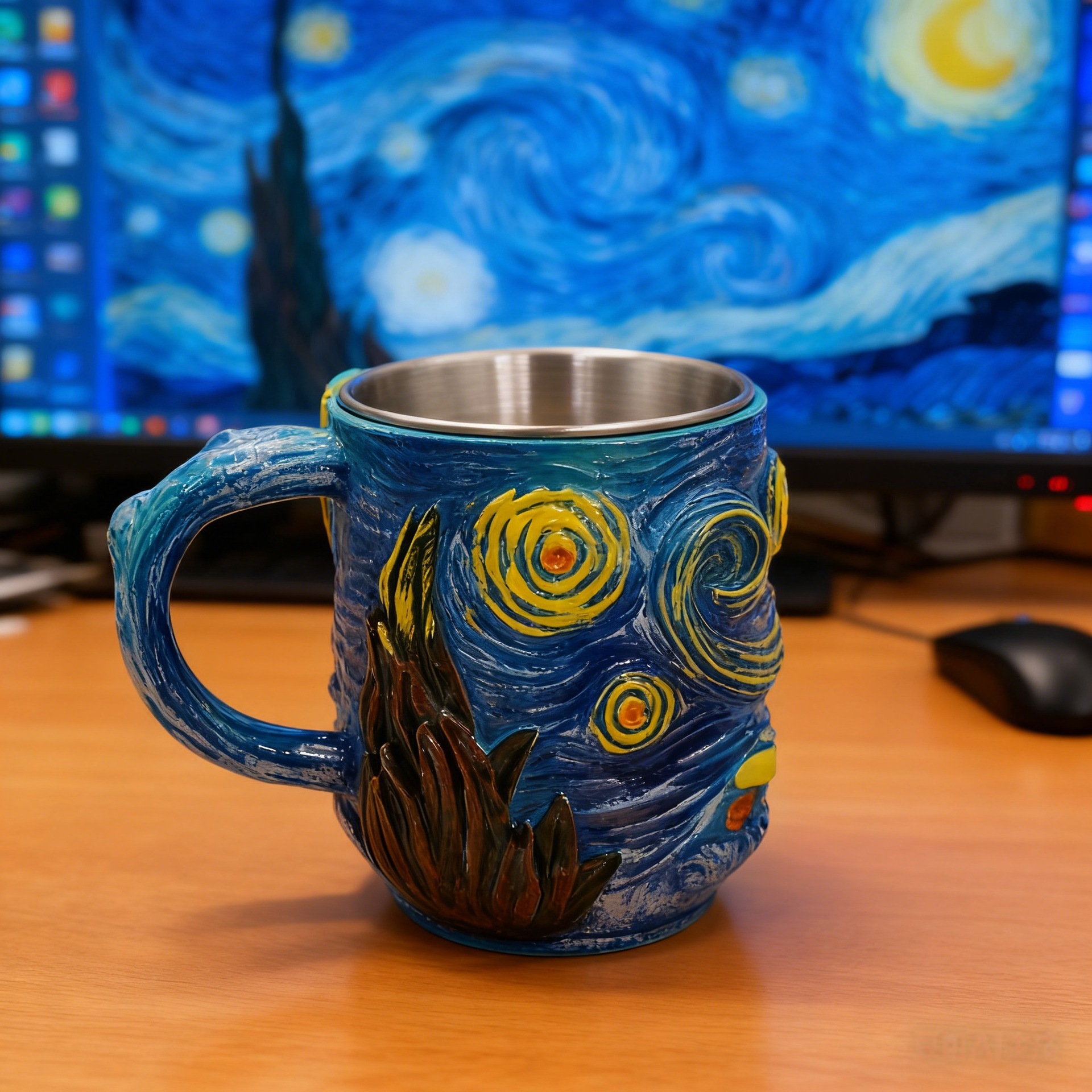 Nuevos productos transfronterizos Van Gogh inspirados en el arte estrella taza de marcas decoración de escritorio para el hogar taza de café hecha a mano