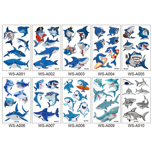 Wholesale Mermaid Shark Butterfly Circus Clown Tattoo Sticker Cartoon Car Children Waterproof Tattoo Sticker