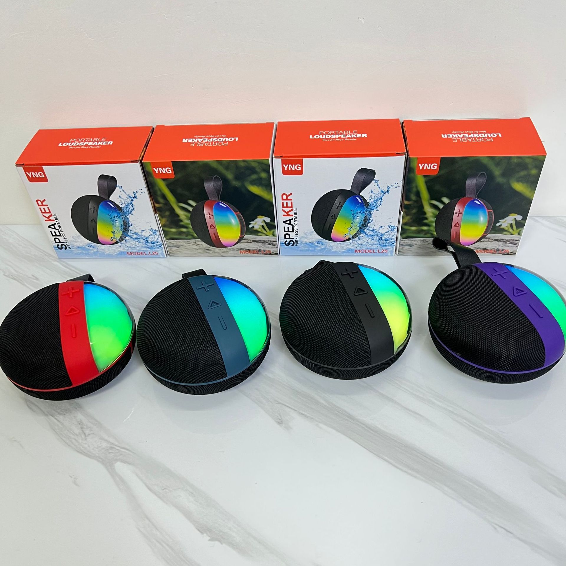 闪光灯蓝牙音响便携户外防水迷你布艺小音箱自行车挂件无线低音炮