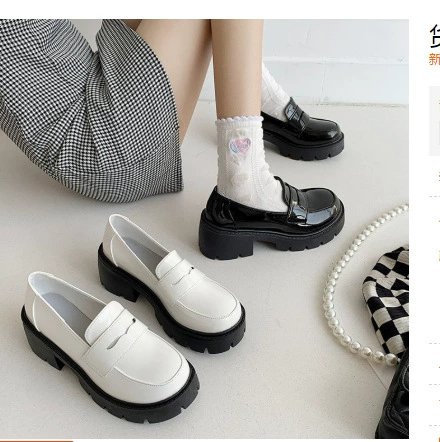 Маленькая кожаная обувь Женская 2023 весенне-летняя тонкая японская обувь JK с юбкой Однослойная обувь Обувь Мэри Джейн на толстой подошве Мокасины