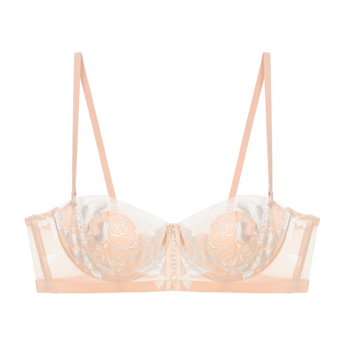 French European Style Sexy Rose Flower Trade Rabbit Ears Big Chest Show Small Chest Lace Thin Underwear Women's Set Bra 