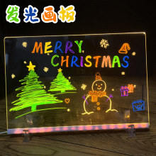 创意DIY亚克力荧光LED灯板可擦写白板画广告牌发光留言板跨境