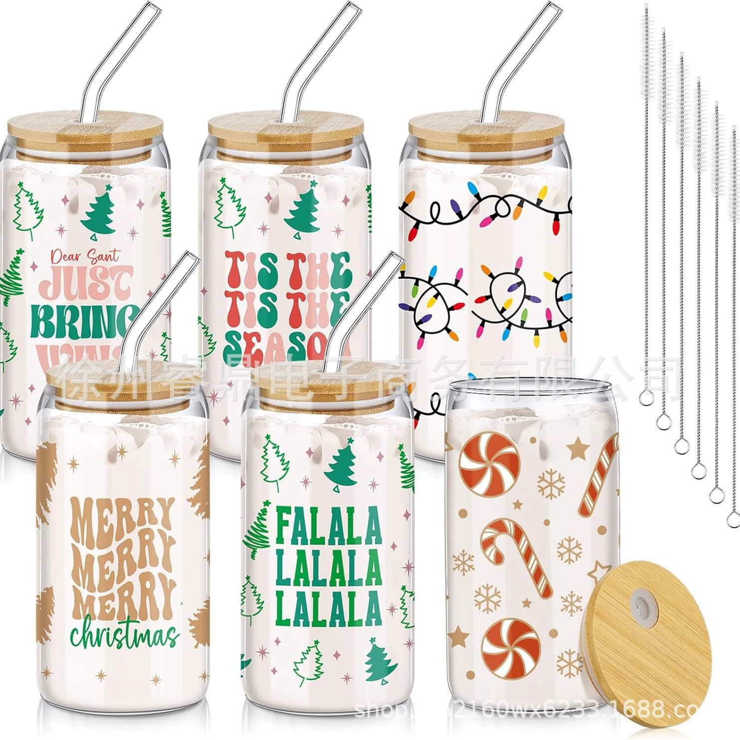 Праздничная чашка Coke Cup 16oz стеклянная чашка с бамбуковой крышкой, чашка-стакан эксклюзивно для кросс-бордерной торговли Amazon