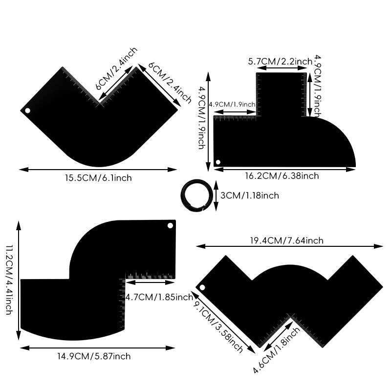 Cross-Border New Product Hair Styling Tool Card Set 4 Pieces Set Barber Hairline Styling Edge Alignment Tool Pvc
