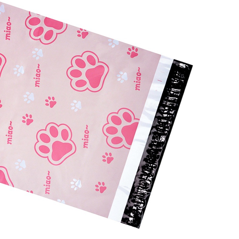 Bolsa de mensajería de garra de gato, bolsa de embalaje de logística, bolsa de destrucción de impresión de dibujos animados lindo, bolsa de mensajería de color