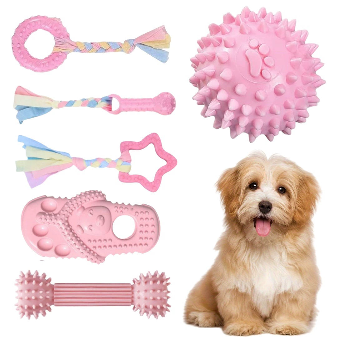 6 штук игрушка щенок розовая мягкая резиновая игрушка щенок молярная игрушка забавные тапочки мяч пончик интерактивный набор