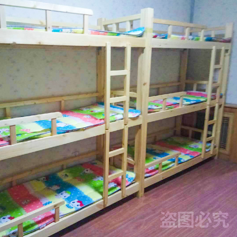 Three-Tier Solid Wood Bunk Bed for Daycare, Nap Bed, Three-Tier Bed for 3 People, Six-Person Dormitory, Custom Bunk Bed