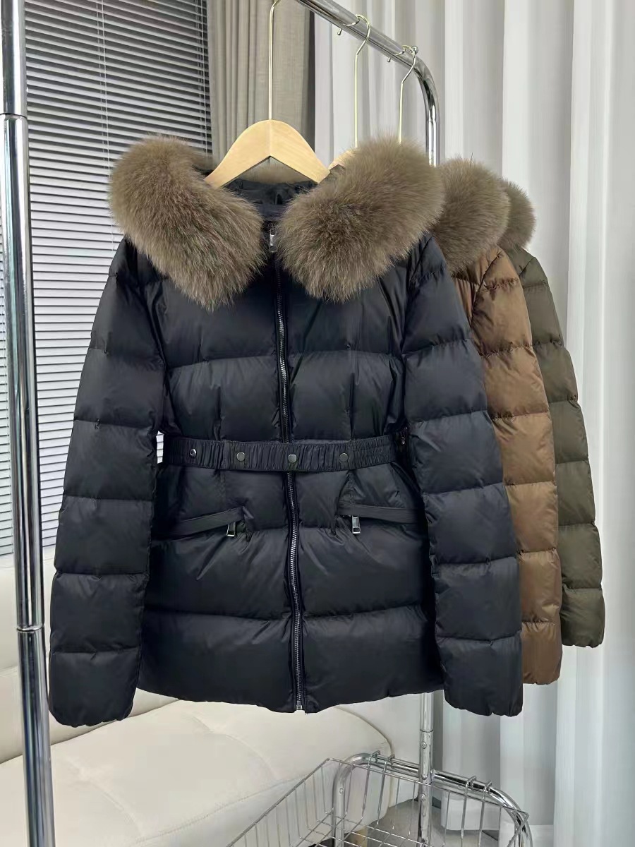 Autumn Winter New European Style Waist Slimming 90 White Duck Fox Fur Collar Down Jacket Women Short Trendy Coat_voghion.com