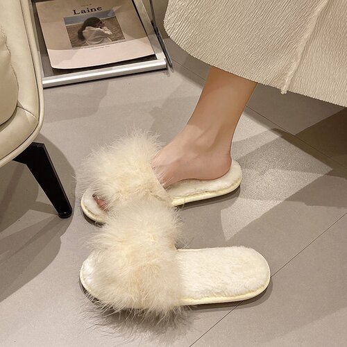 Autumn/Winter Cute and Versatile New Flat Slipper Anti-Slip One-Piece Slippers with Cotton - Fashion Trendy Internet Pop Ins Slippers