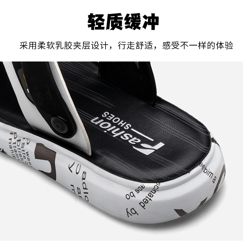 Dép sandal nam quai ngang mũi tròn, đế thấp 1–3 cm — 55124 màu xám, 55600 nâu, 5922 xám, DT019 chi tiết 9