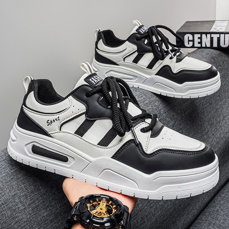 Zapatos de hombre primavera nuevos zapatos de skate casuales transpirables, zapatos casuales de altura baja, zapatos deportivos de suela gruesa para hombres.
