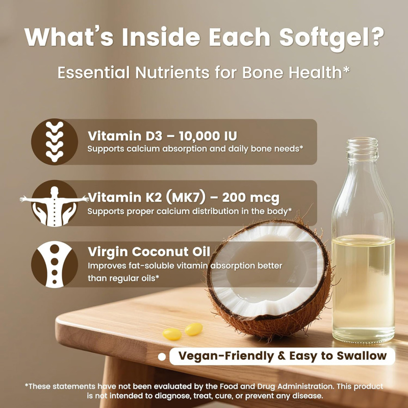 跨境300粒初榨椰子油软胶囊D3K2补充剂Coconut Oil Softgels直发|undefined