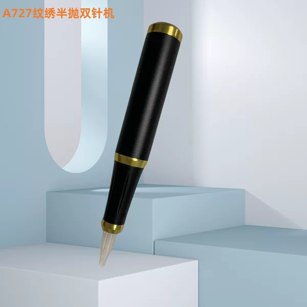 Tattoo Semi-Throw Double Needle Machine, Hollow Cup Motor Tattoo Machine, Double Gun, Can Be Sweep with Double Needle Cap 0.35*50